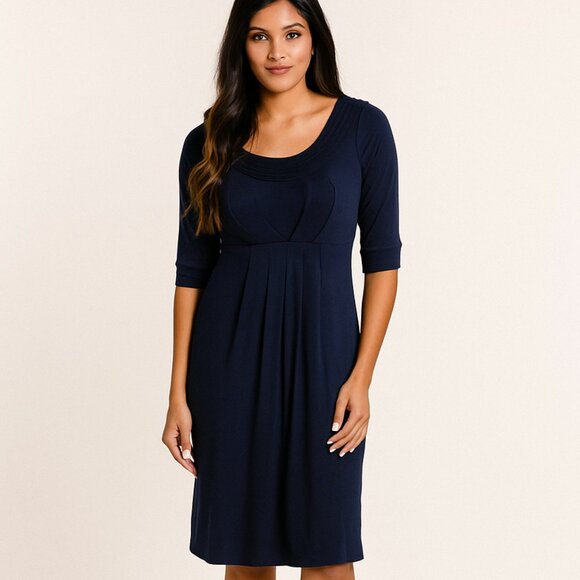 *Lush Navy 3/4 Sleeve Dress - Picture 1 of 4